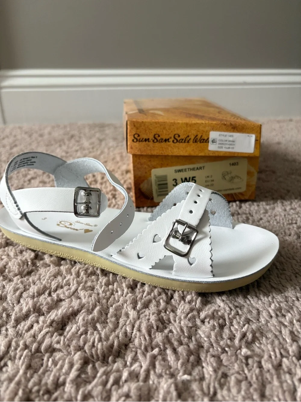 Sweetheart Kids White Buckle Sandal